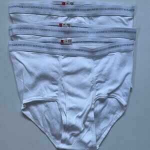 3 Pairs Men's Vintage White Hanes Classic Briefs Sz 42 Tighty Whities USA Bulge
